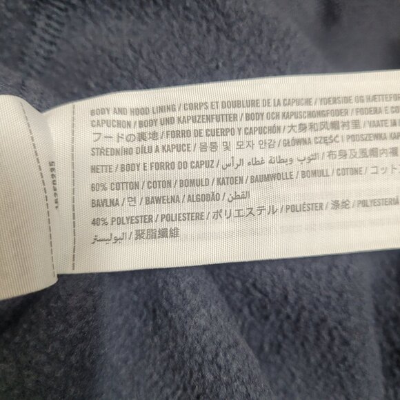 Abercrombie & Fitch Navy Blue Hoodie Sweatshirt XS Cropped Fit Striped Sleeve - Picture 9 of 10